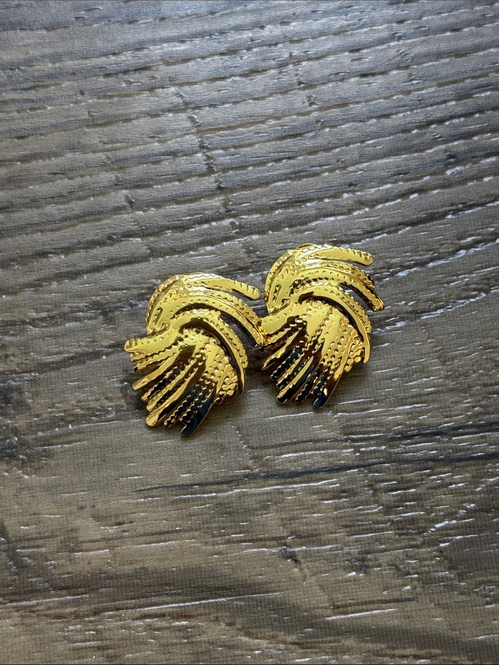 Gold Tone Leaf Cluster Stainless Steel Earrings - Women Jewelry
